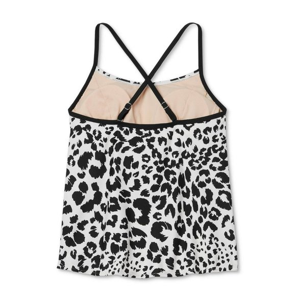Womens Post Mastectomy Scoop Neck Tankini Top Kona Sol Leopard Print Black Large - Picture 3 of 9
